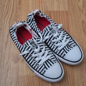 Converse Zebra Stripe Sneakers with Red Accents